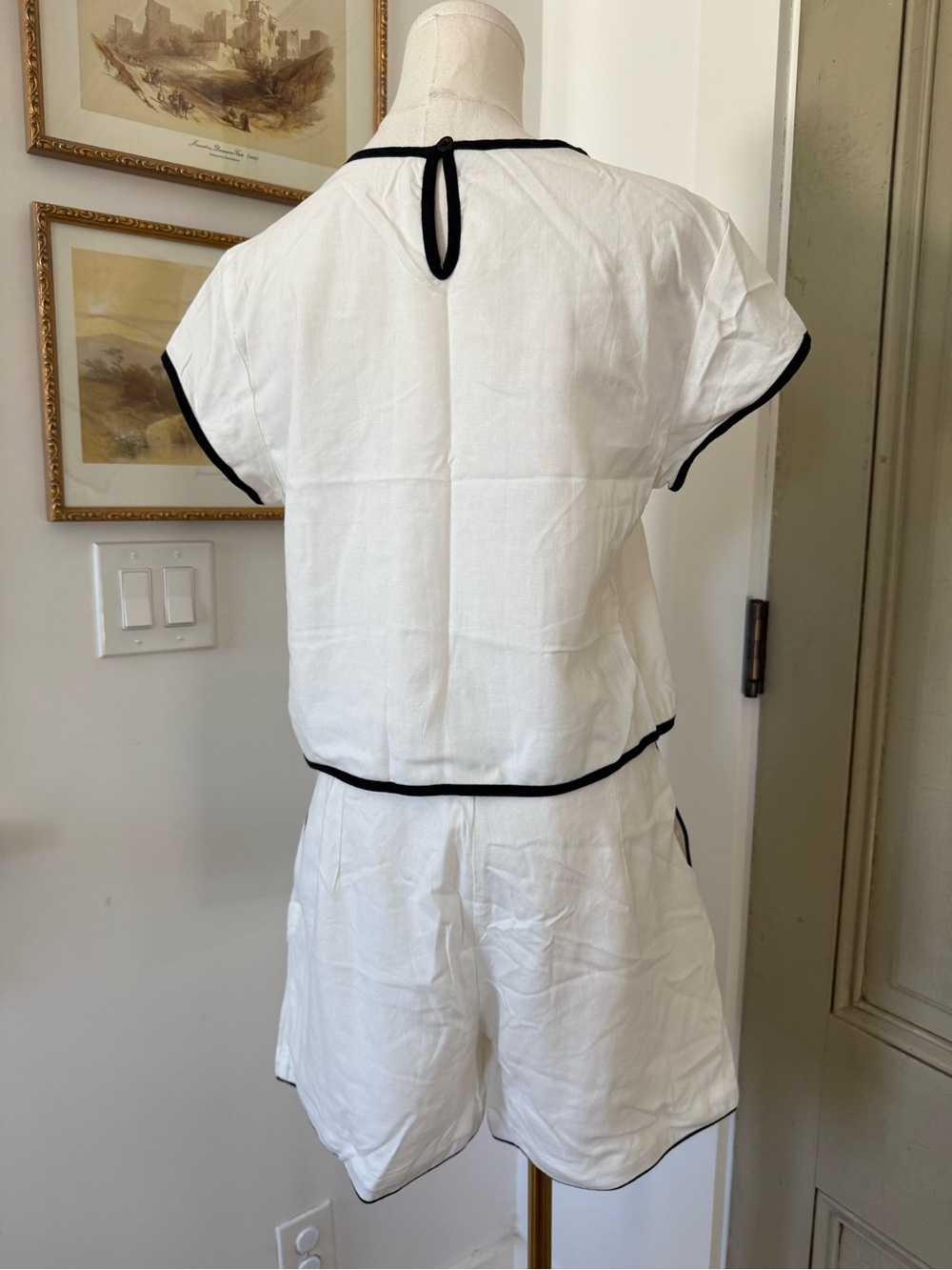 White Two-Piece Set with Black Trim - Picture 6 of 6